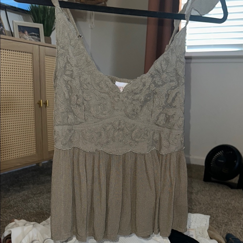 Shyanne Womens Flutter Olive Green Tank Top